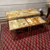 Nesting coffee table in onyx, 70s/80s design