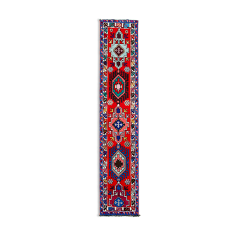 Handmade antique oriental red runner rug 80 cm x 402 cm