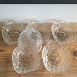 set of 6 glass pineapple cups