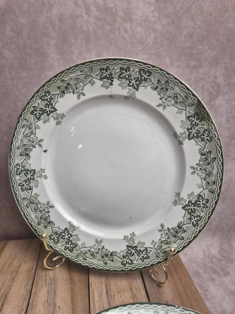 Beautiful set of 4 antique ironstone plates from Saint-Amand and Hamages, Estival model.