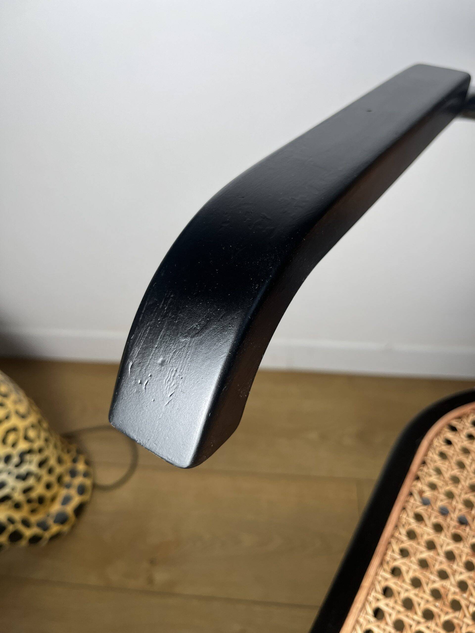 CESCA B64 black armchair in cane after Marcel Breuer Made In Italy