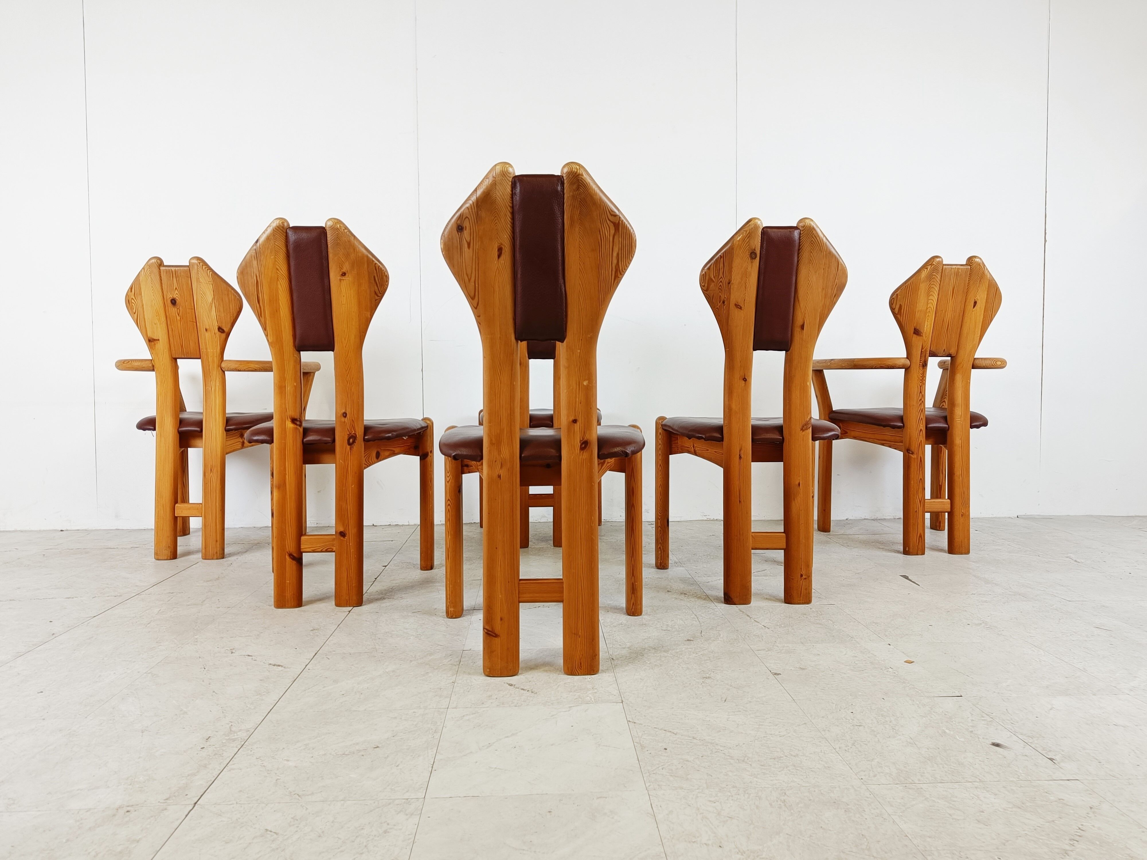 Chaises de salle à manger vintage en bois de pin - années 1970