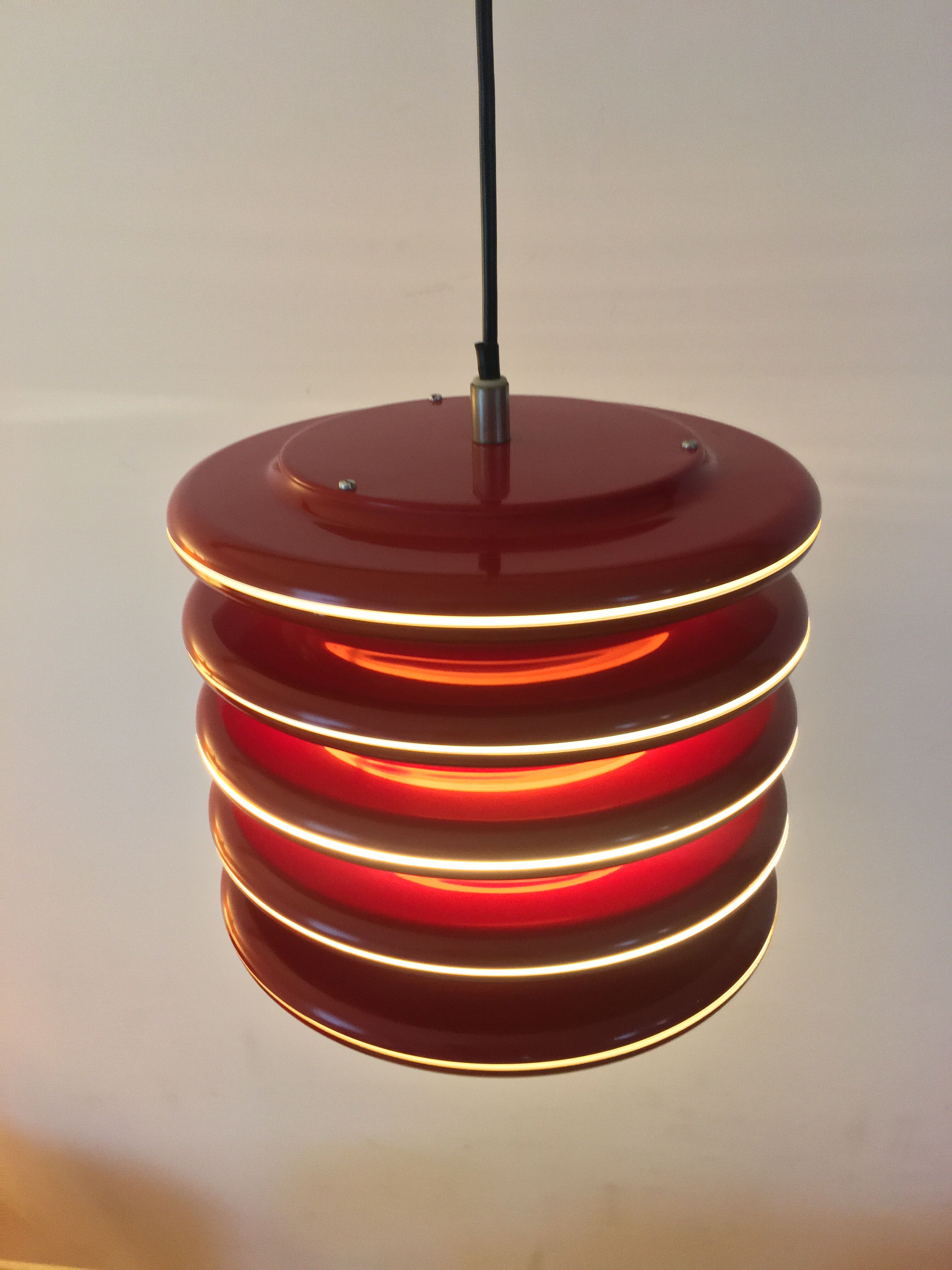 Scandinavian-style space age metal hanging lamp, red