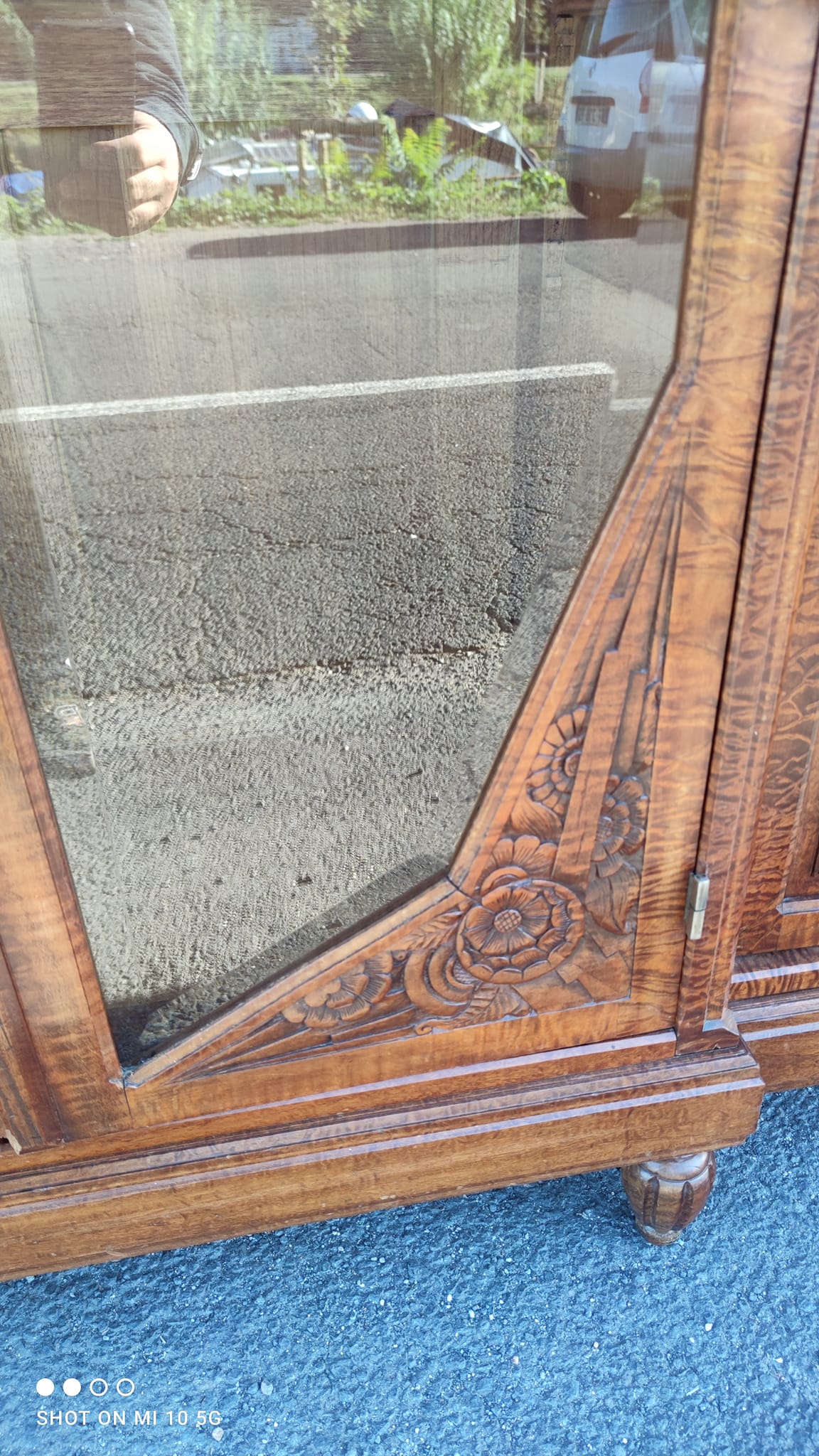 Bibliothèque de bureau 1925 en acajou ondé massif