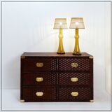 Vintage coastal woven rattan chest of drawers