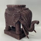 Rattan and bamboo elephant pedestal or side table, France, 1970s