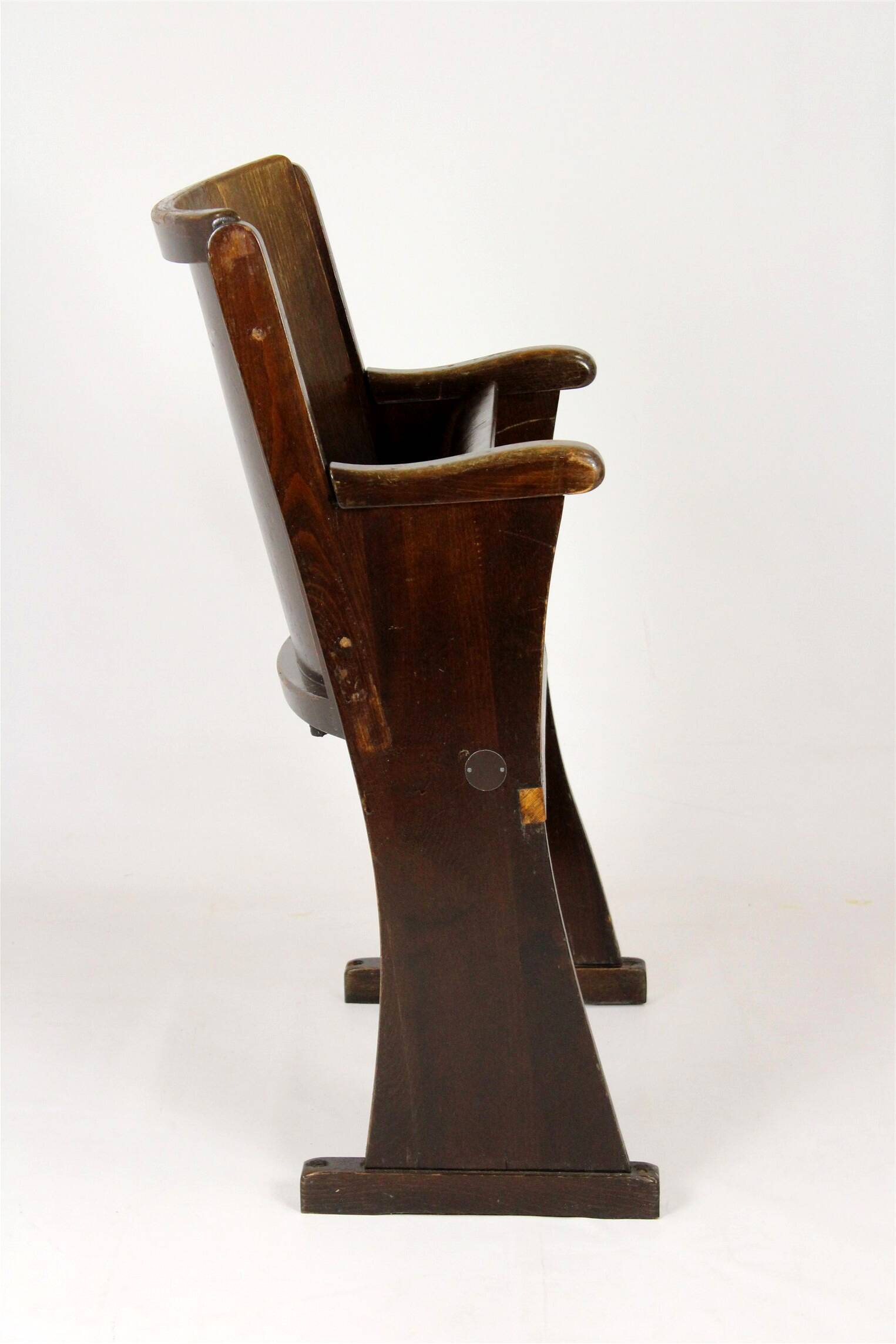 Vintage Cinema Chair TON (Thonet), 1940s Czech, Wooden Theatre Seat