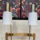 Paire de grandes lampes modulables industrielles 1950.