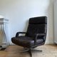 Vintage leather and steel swivel chair, 1970s, Walter Knoll