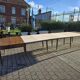 12-foot round oak table with 7 extensions / 20 people