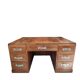 Large modernist minister's desk in solid lemon wood with 7 drawers.