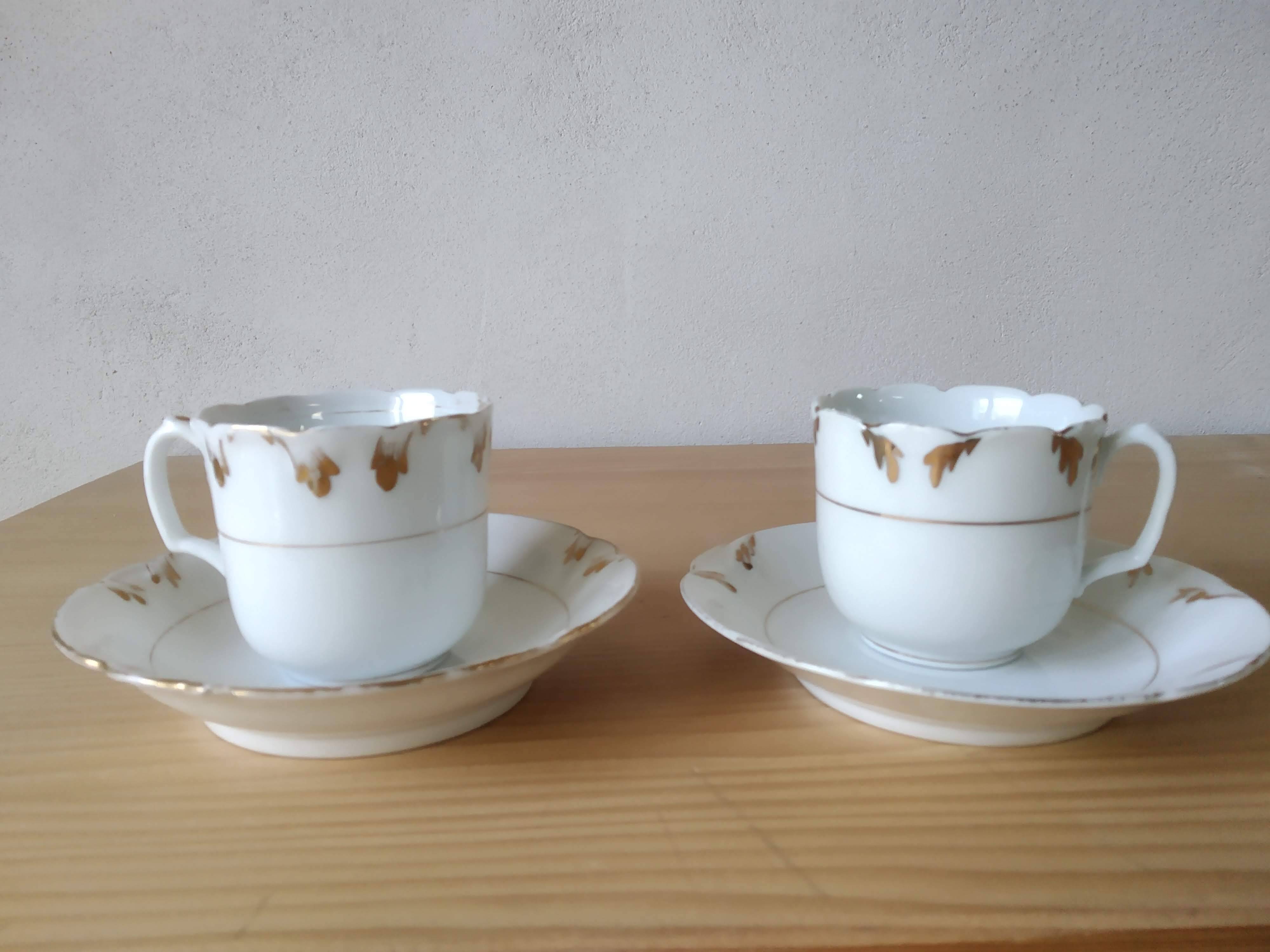 Coffee cups and sugar bowl, Old Paris Empire porcelain, Vve BARES