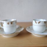 Coffee cups and sugar bowl, Old Paris Empire porcelain, Vve BARES