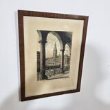 Etching "Town Hall in Hamburg" by Albrecht Bruck