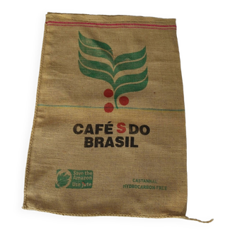 Cafe s do brasil burlap bag - double-sided inscription - decoration....