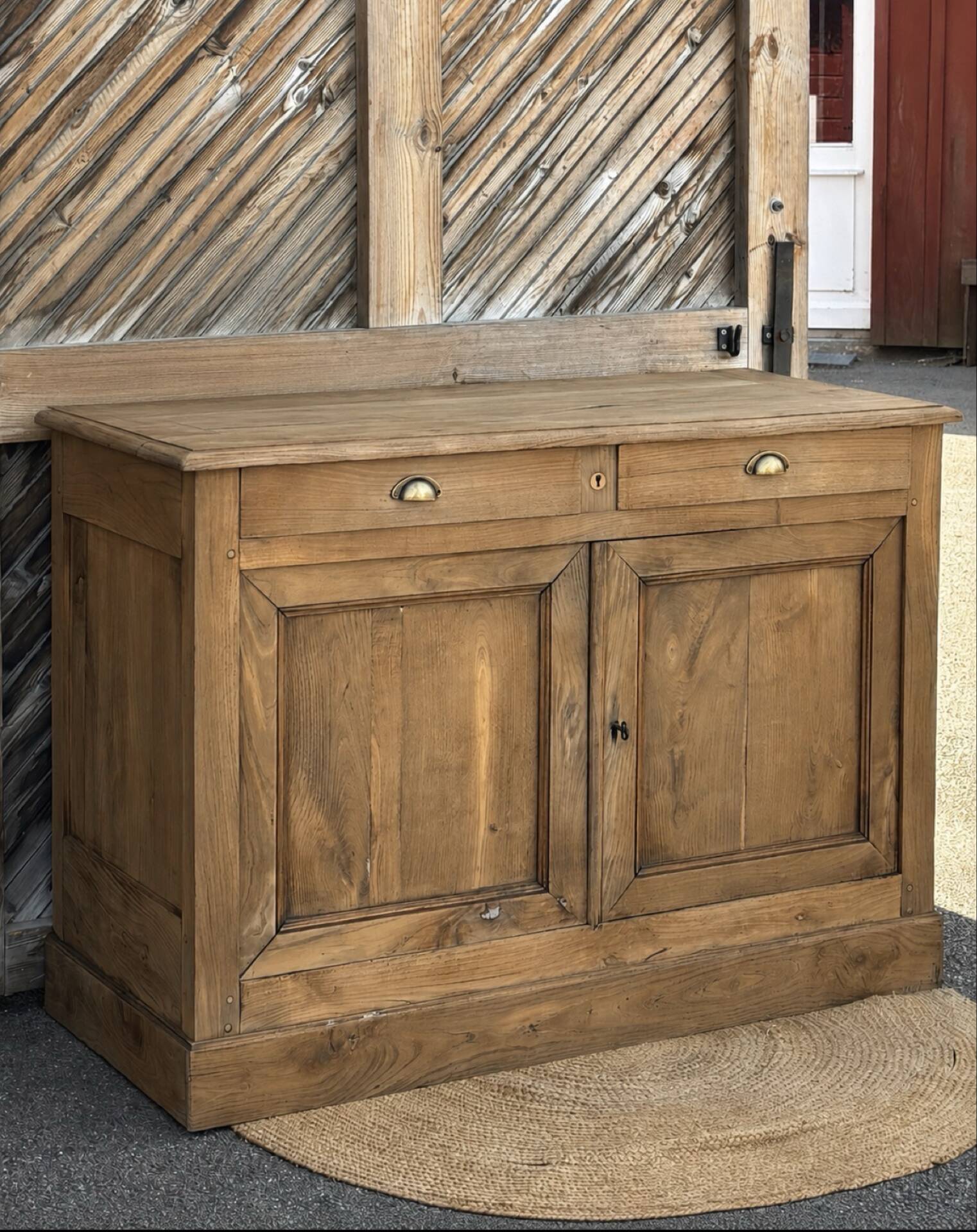 Renovated antique buffet in raw solid oak