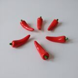 Set of 6 ceramic red pepper knife holders