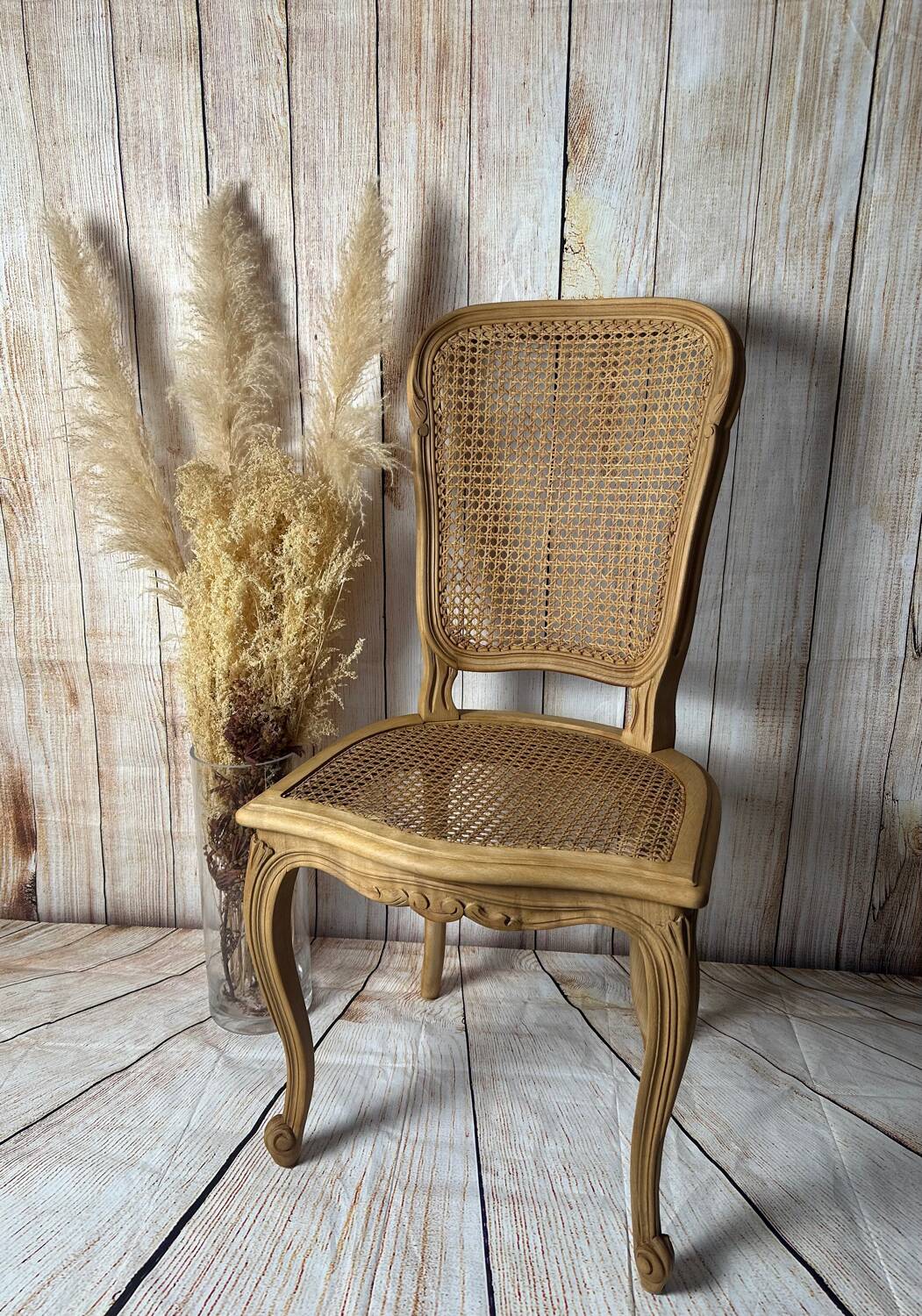 Set of 3 antique caned chairs – Louis XV style
