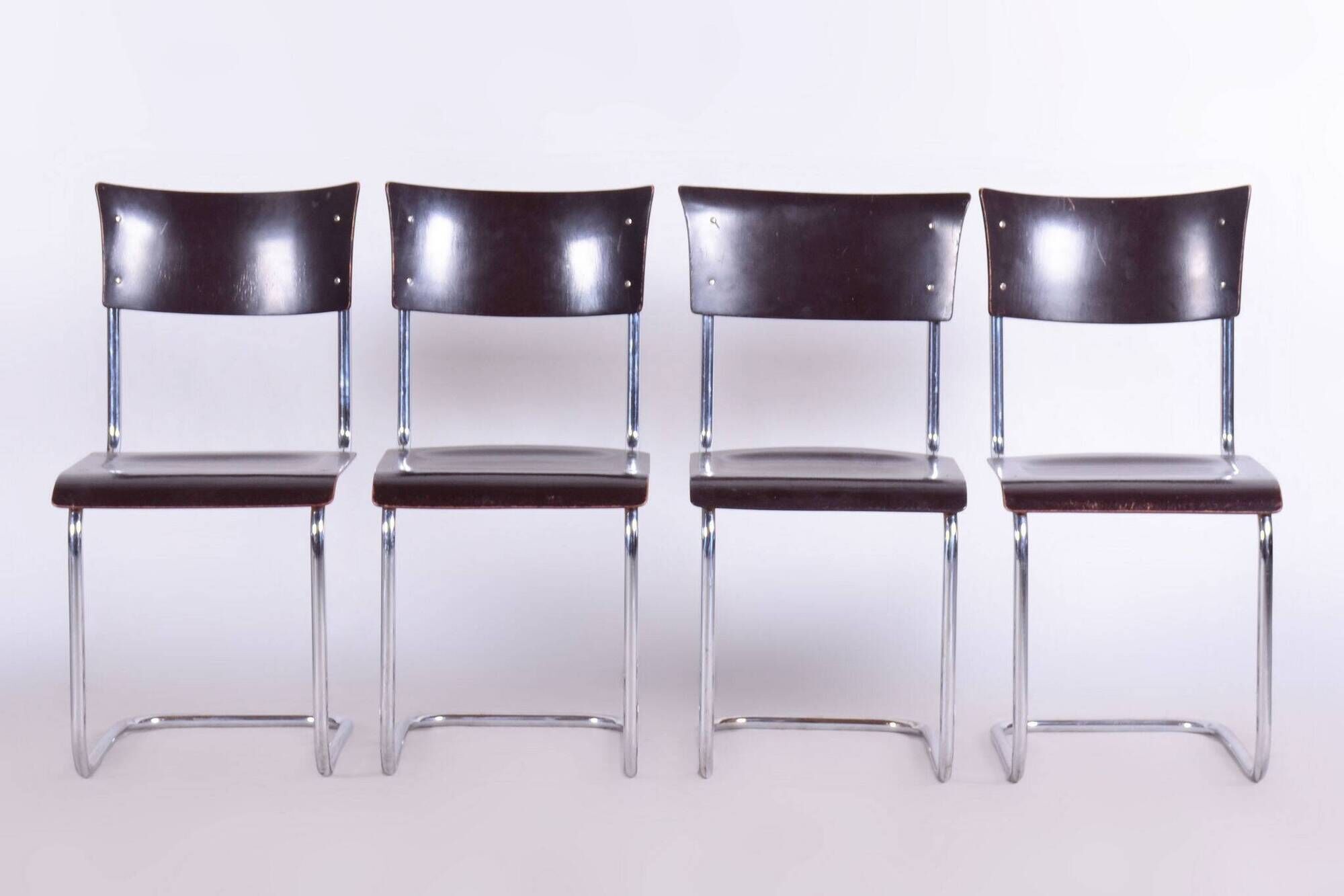 Set of 4 Restored Bauhaus Chairs, Mart Stam, Robert Slezak, Czechia, 1930s