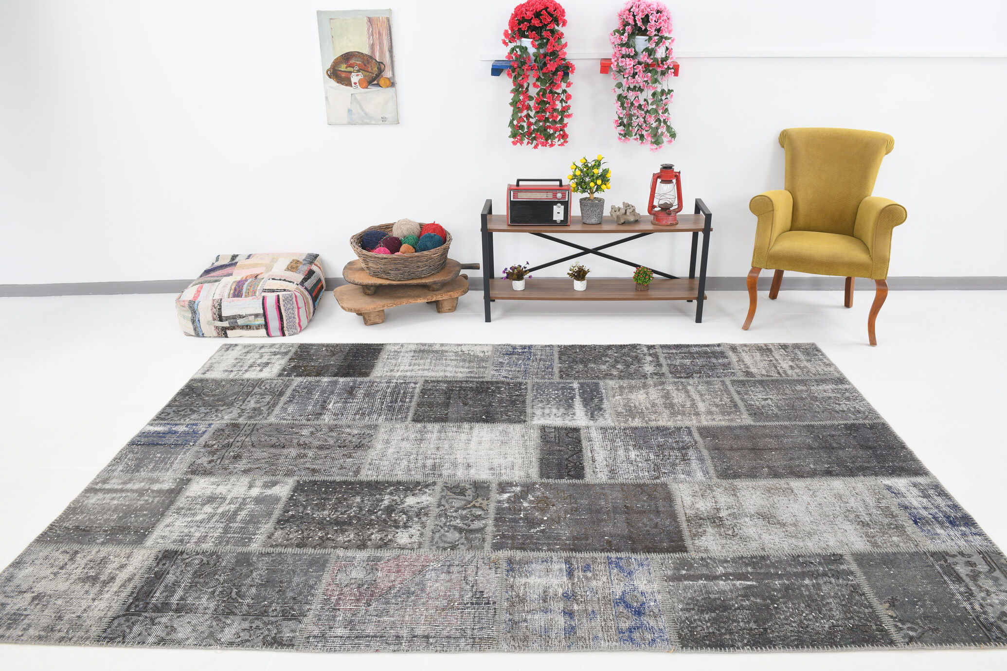 Turkish vintage oushak patchwork rug