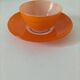 Duralex orange cup and saucer – vintage 70s design