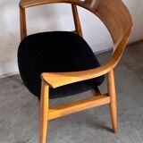 Set of 4 Model 411 armchairs in solid beech, Hartmut Lohmeyer, Wilkahn