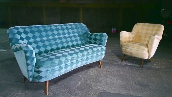 Paires de fauteuils club organique année 50-60