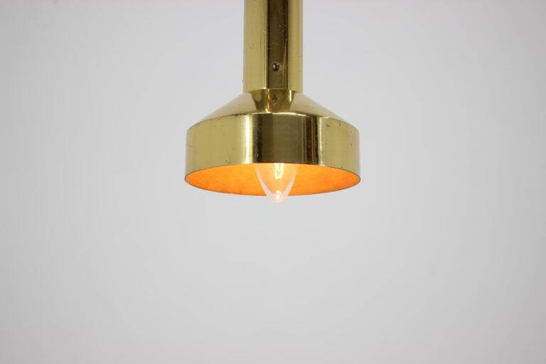 Set of three design small brass midcentury pendants, 1970s