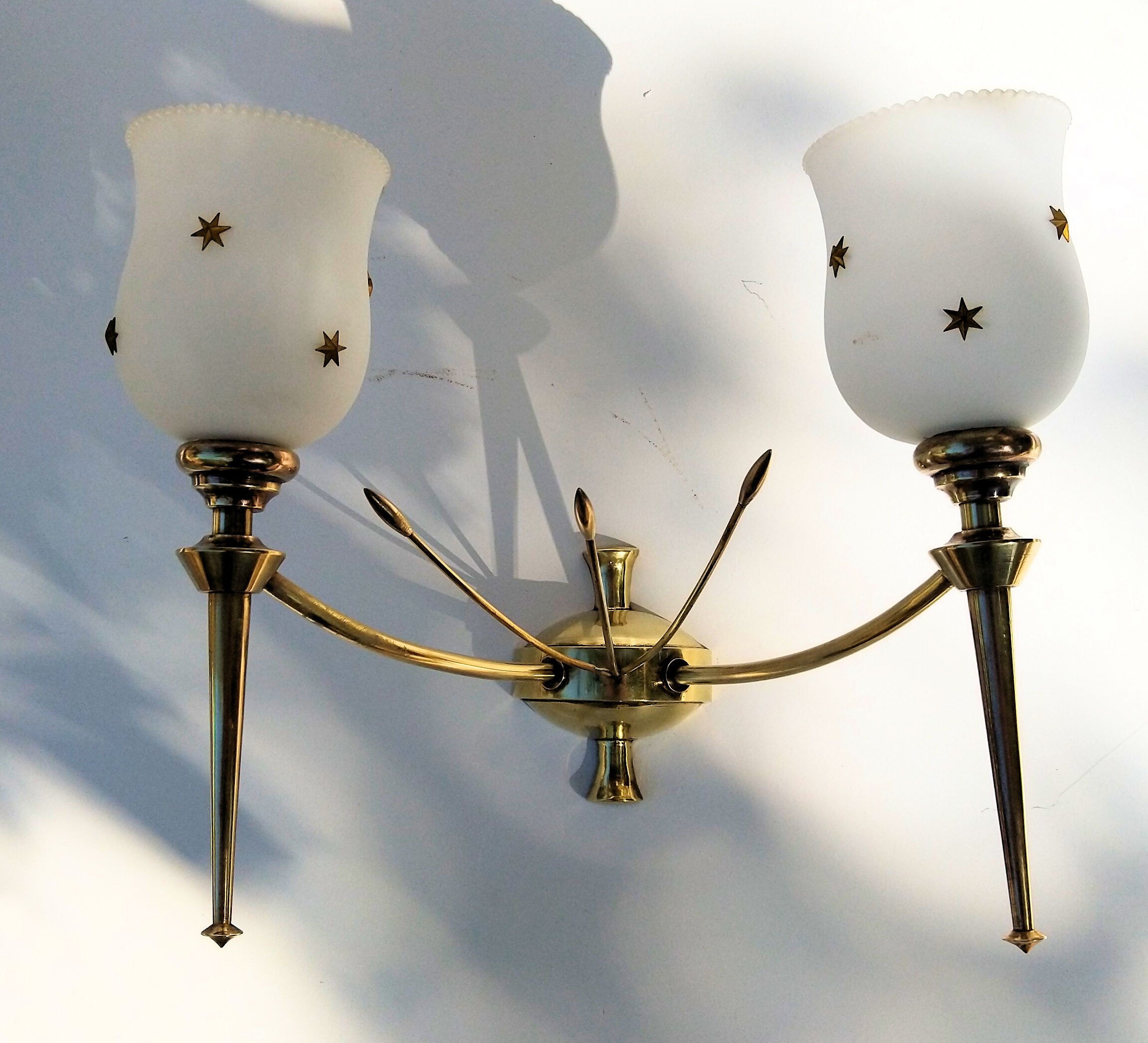 Pair of brass applique Maison Lunel