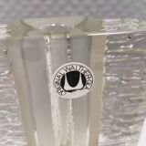 Pukeberg Walther Glass rectangular “solifleur” glass vase with one stem.