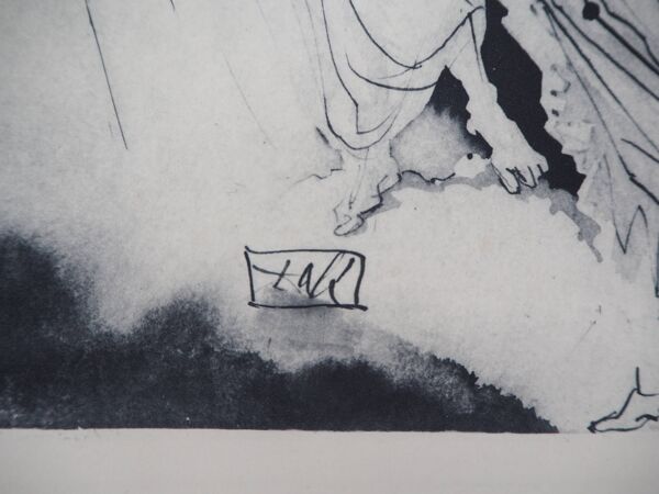 Salvador Dali : Divine Comédie, Le Diable noir, gravure signée