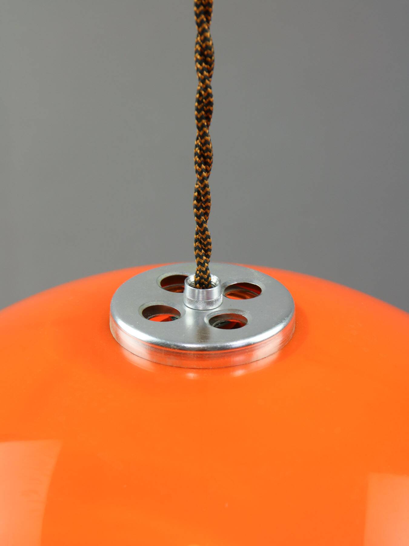 Space Age Italian Orange Plexiglass Pendant Lamp, 1970s