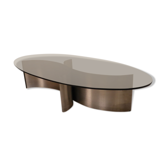 Vintage metal and glass coffee table, 1970