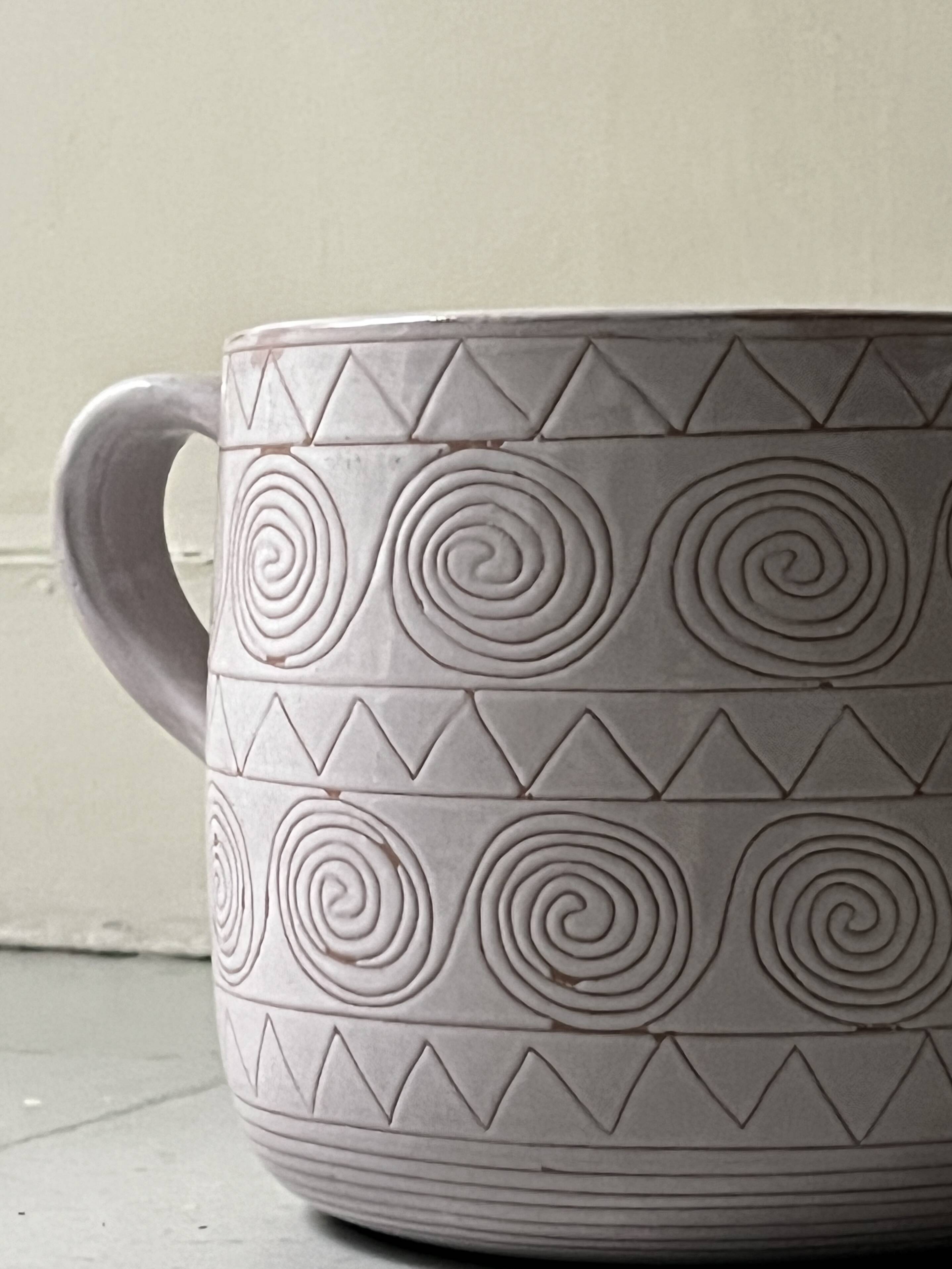 large vase / cache pot in enamelled ceramic signed Robert Picault, Vallauris 1950