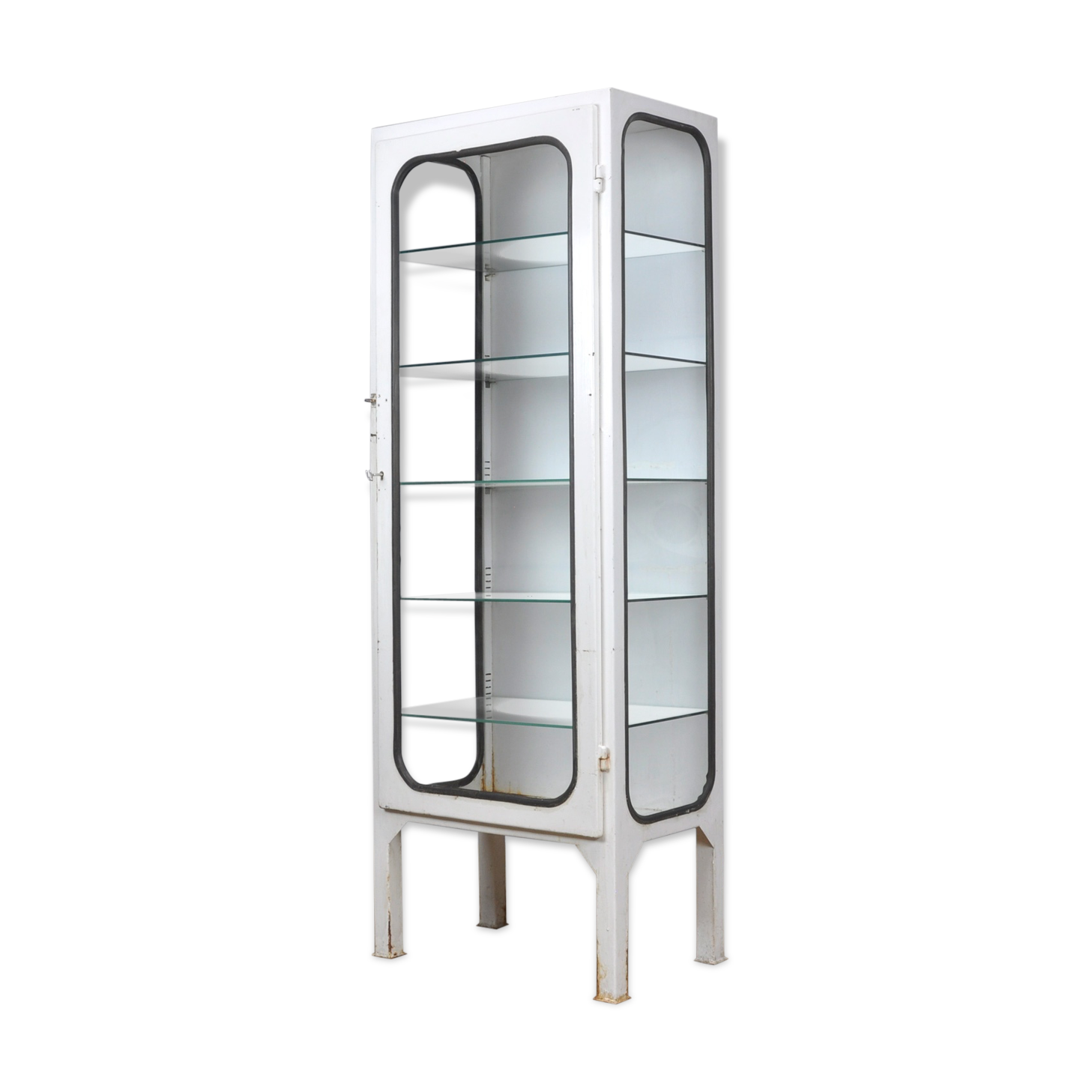 Vintage medical cabinet with five glass shelves, 1975