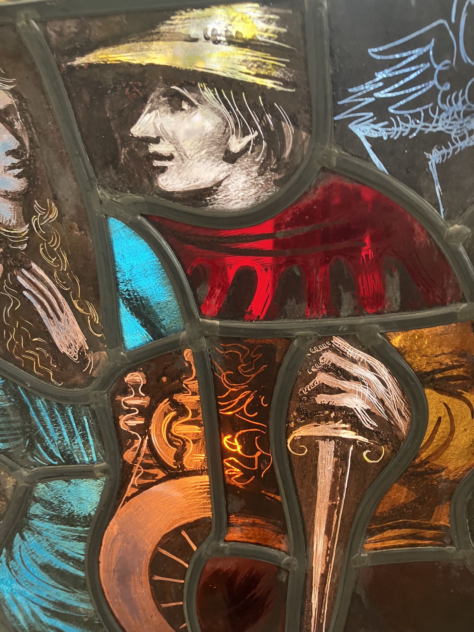 Stained hanging glass polychrome