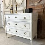 Louis XVI style chest of drawers painted white