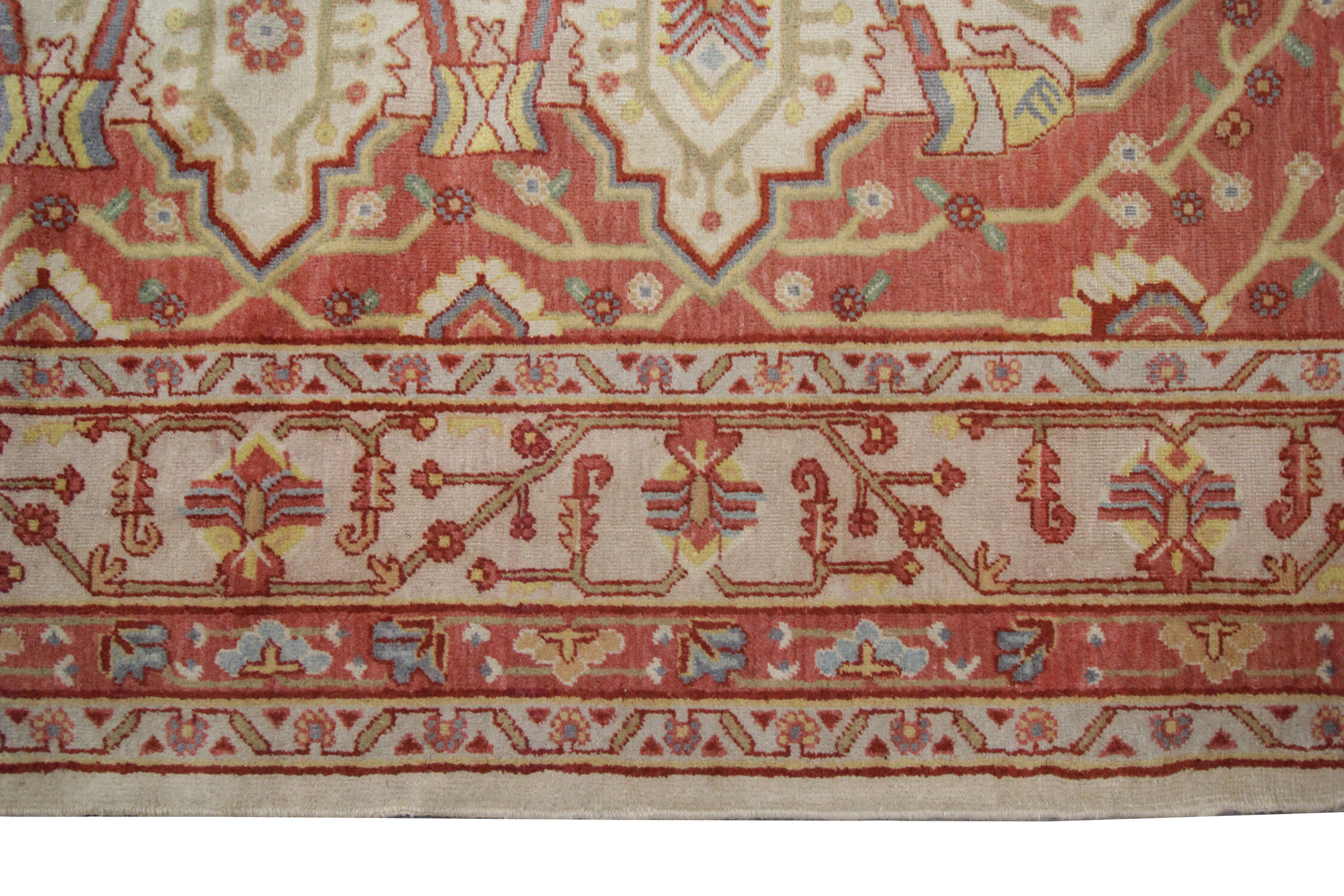 Vintage turkish, oriental orange cream wool rug- 154x244cm