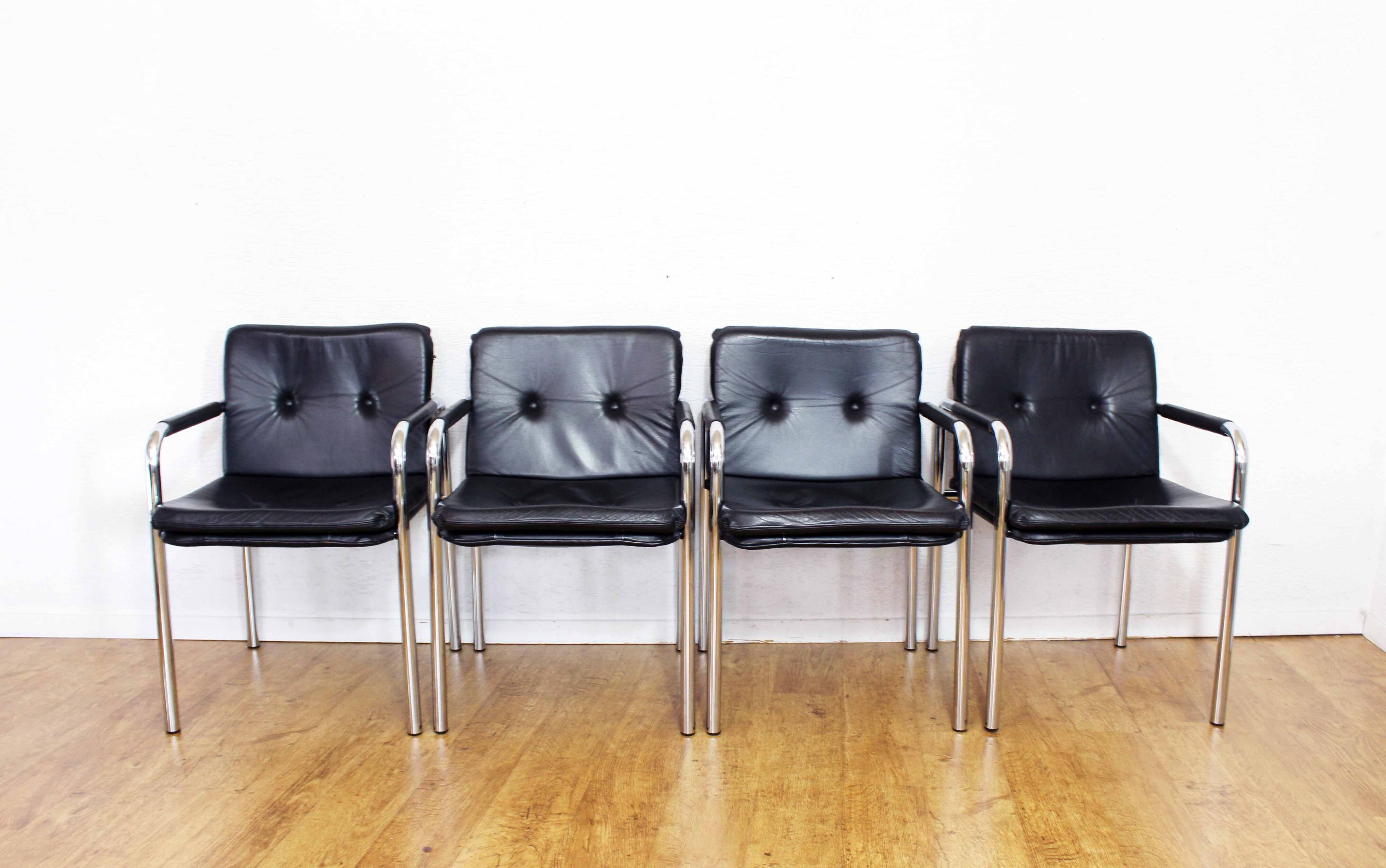 Set of 4 Bauhaus leather armchairs