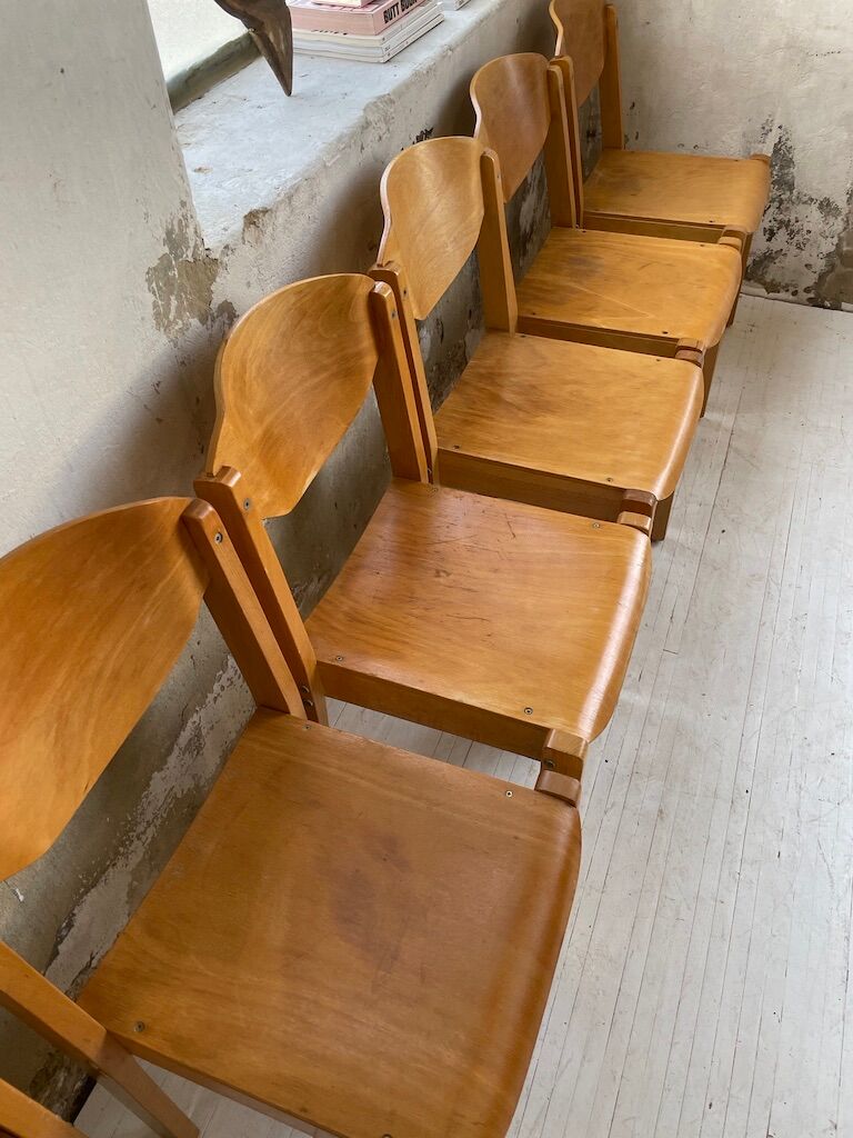 12 80s beech chairs
