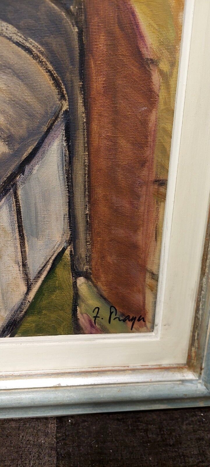 Oil painting on canvas "The Train" Franco Prayer (1924) 80 x 60 cm