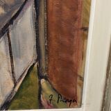 Oil painting on canvas "The Train" Franco Prayer (1924) 80 x 60 cm