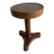 Vintage Dark Brown Wood Round Side Table — Pedestal Tripod Base, France circa 1950
