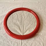 Vintage round red plastic mirror