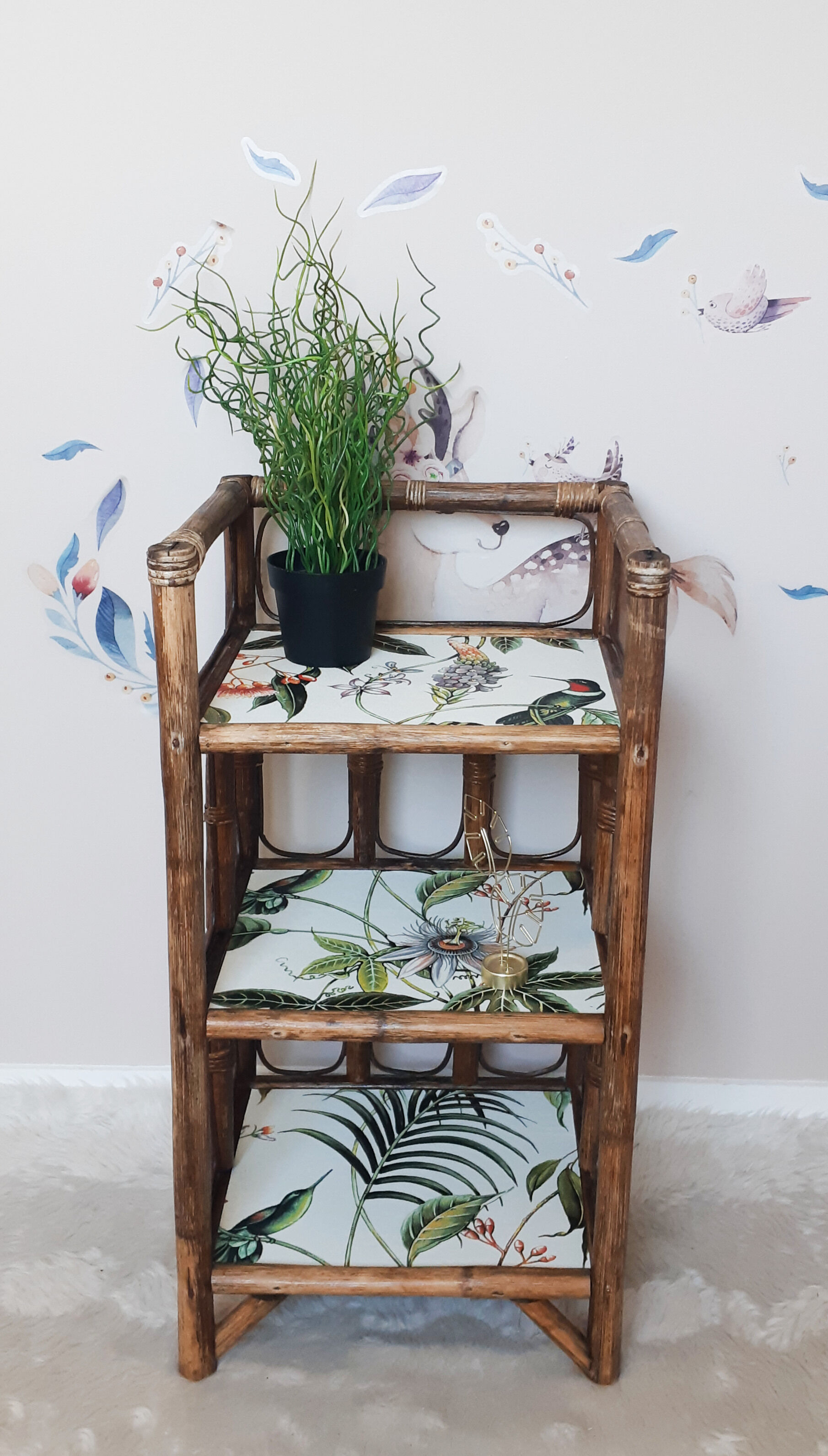 Restyled rattan shelf