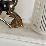 Marble table lamp, gold metal and glass