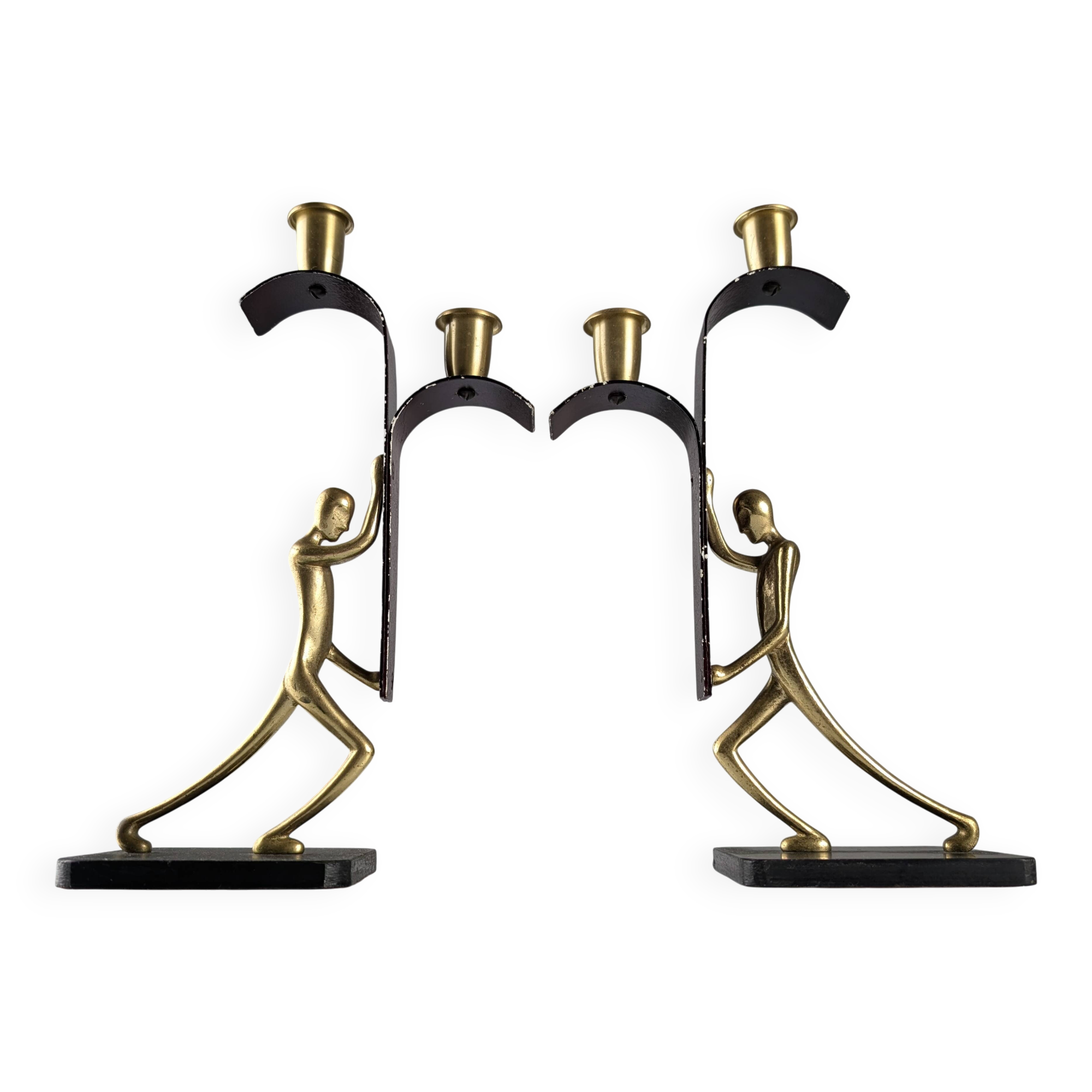 Art Deco Bronze Candelabra Pair by Karl Hagenauer, 1930s