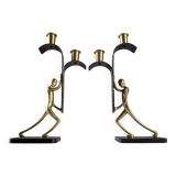 Art Deco Bronze Candelabra Pair by Karl Hagenauer, 1930s