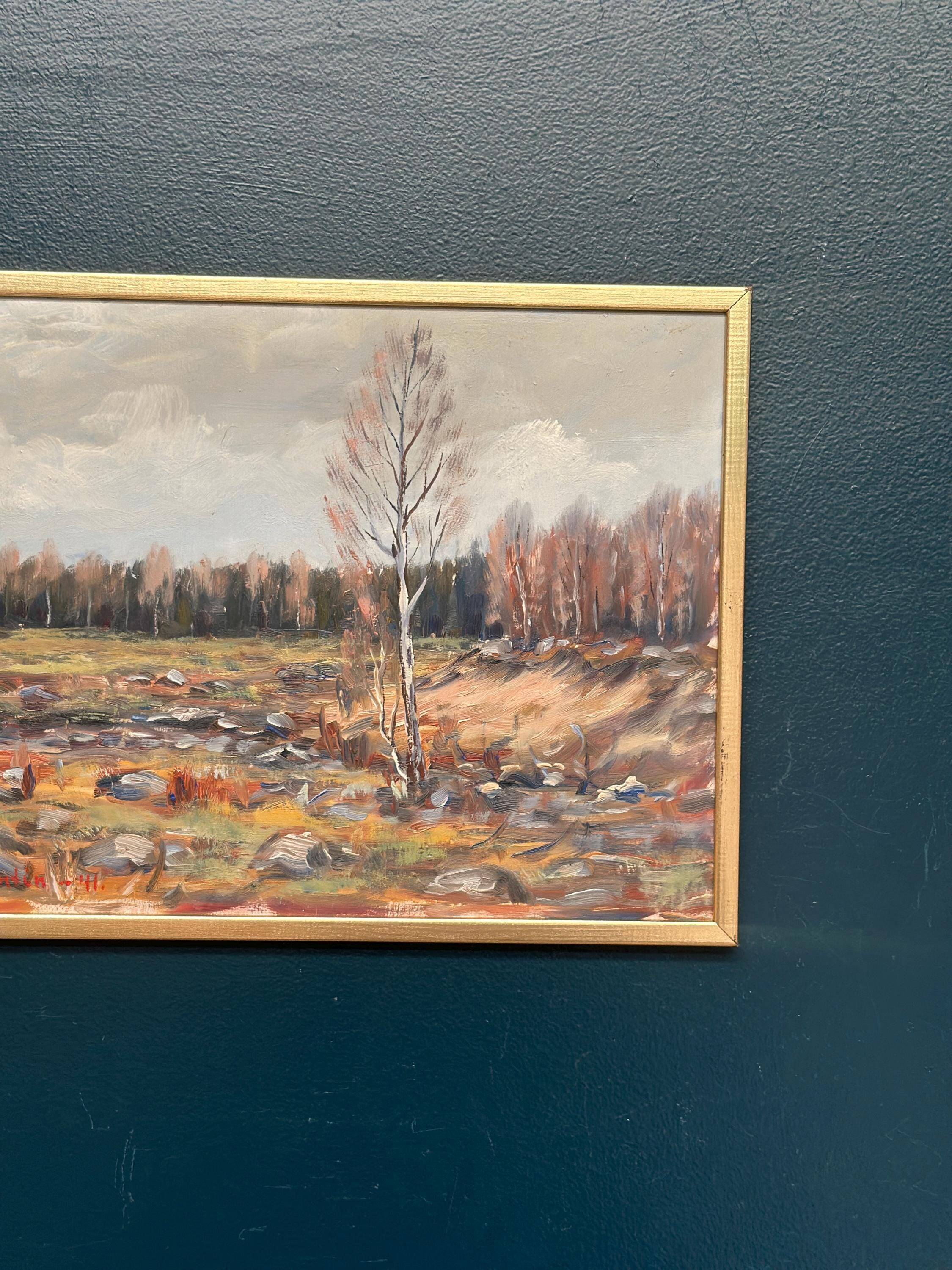 Original Swedish Oil on Panel – “Landscape” – Signed – Vintage & Framed