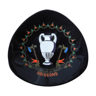 "soissons" plate, in earthenware Longwy enamels 60s/70s vintage